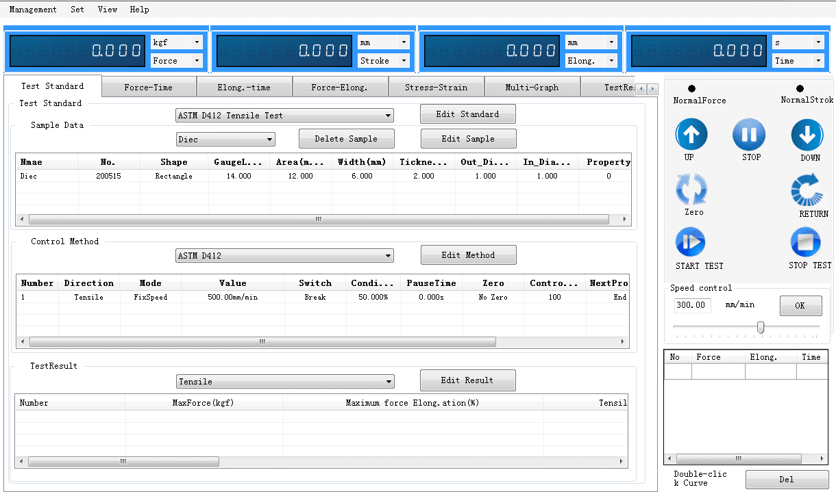 Software of Universal Tensile Testing Machine